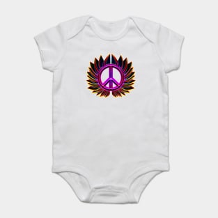 glowing peace sign flower Baby Bodysuit